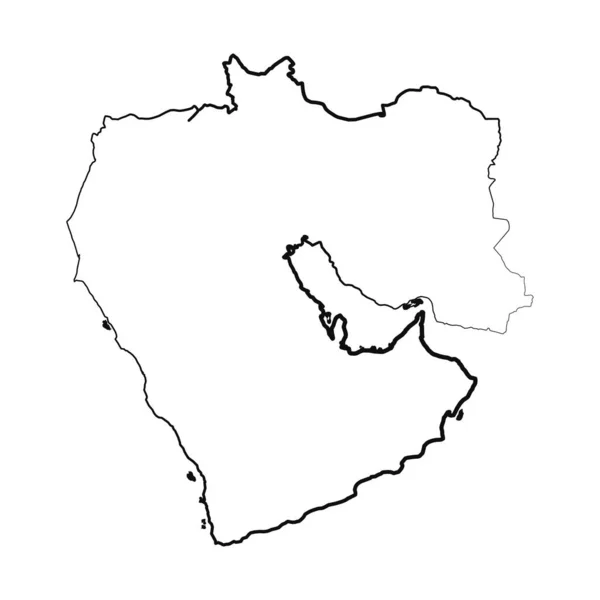 Handritad Fodrad Mellanöstern Enkel Karta Ritning — Stock vektor