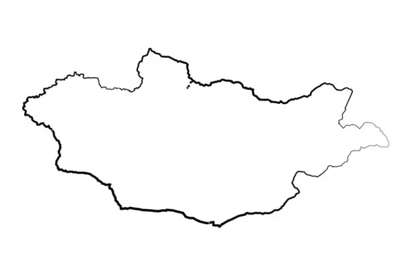 Dibujo Mapa Simple Mongolia Forrado Mano — Vector de stock