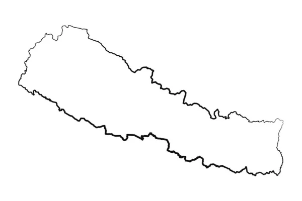 手描きネパール シンプルな地図図図 — ストックベクタ