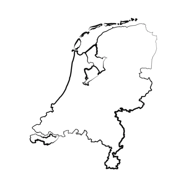 Handgezeichnete Niederlande Einfache Kartenzeichnung — Stockvektor