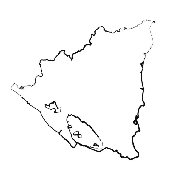 Dibujo Mapa Simple Nicaragua Forrado Mano — Vector de stock