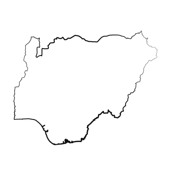 Einfache Kartenzeichnung Von Hand Gezeichnet Nigeria — Stockvektor