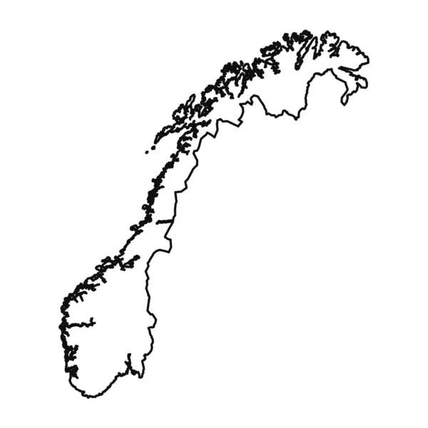 Desenho Mão Forrado Noruega Mapa Simples Desenho —  Vetores de Stock