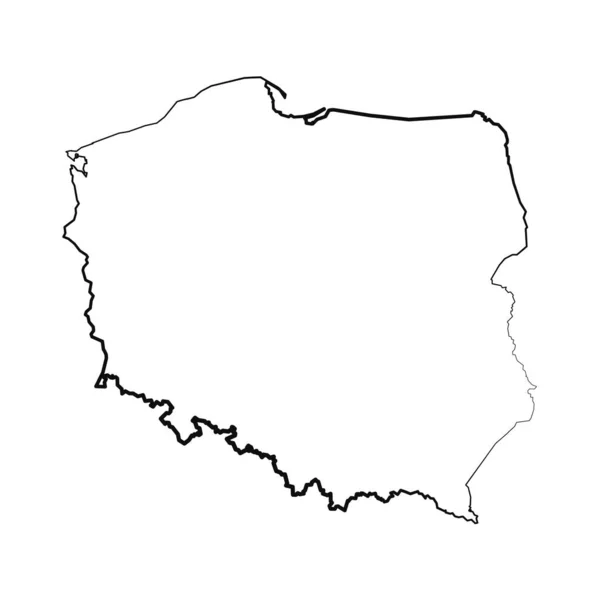 Ręcznie Rysowane Lined Poland Proste Rysowanie Mapy — Wektor stockowy