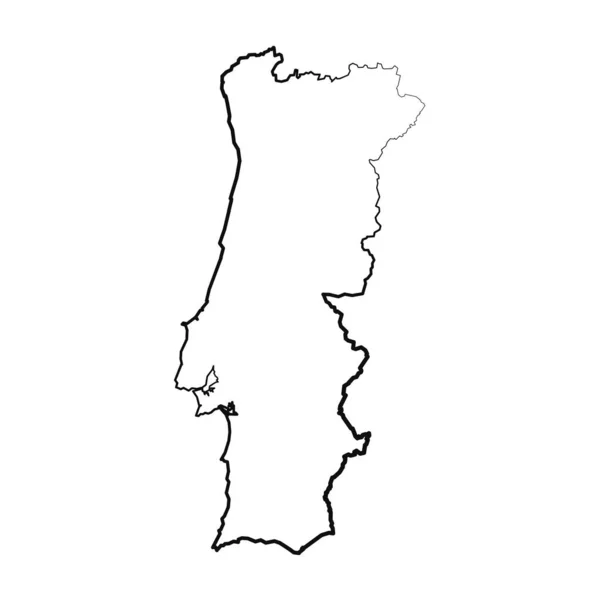 Ręcznie Rysowane Lined Portugal Proste Rysowanie Mapy — Wektor stockowy