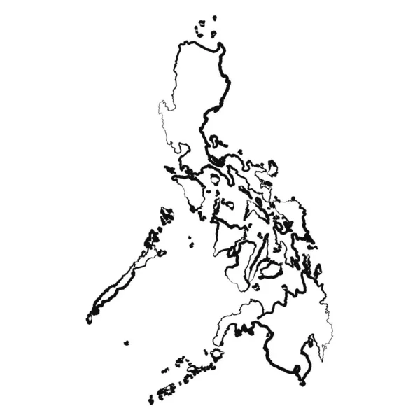 Handritad Fodrad Filippinerna Enkel Karta Ritning — Stock vektor