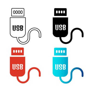 Özet USB Flaş Sürücü Silüeti Resimlemesi