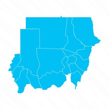 Detaylı Sudan 'ın Düz Tasarım Haritası