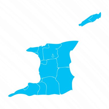 Ayrıntılı Trinidad ve Tobago 'nun Düz Tasarım Haritası