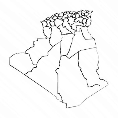 El Çizimi Cezayir Haritası İllüstrasyonu