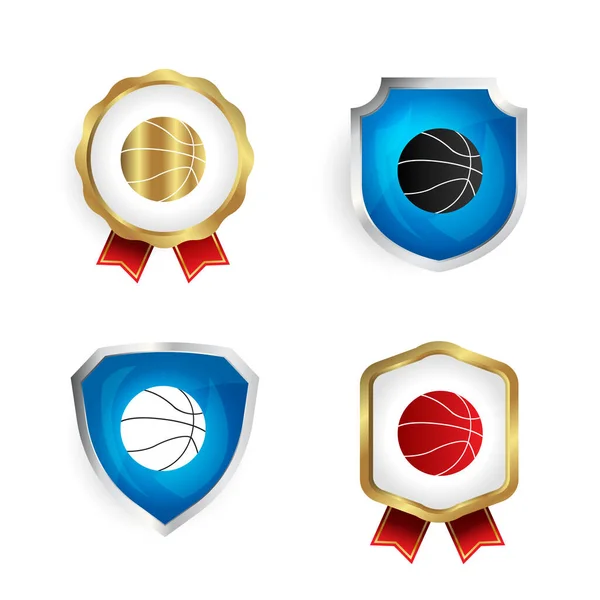 Abstraktní Basketbalový Odznak Kolekce Etiket — Stockový vektor