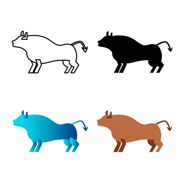 Abstrakt Flat Bull Animal Silhouette Illustration — Stockový vektor