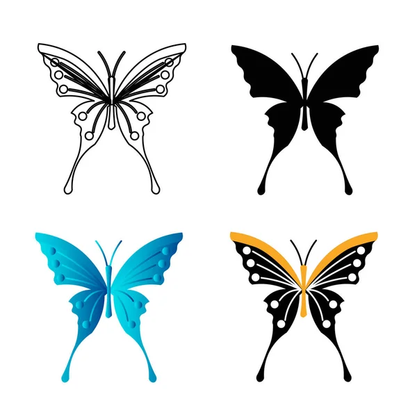 Silueta Animal Mariposa Plana Abstracta Ilustración — Vector de stock
