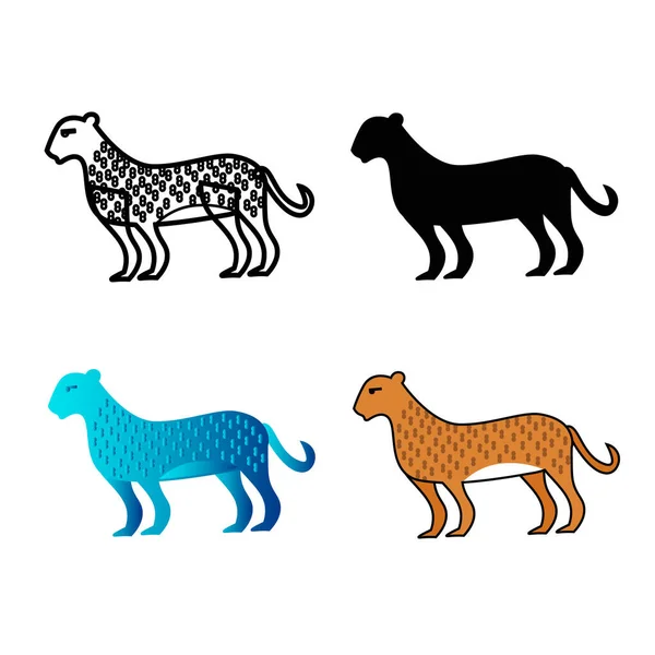 Abstract Vlakke Cheetah Dieren Silhouet Illustratie — Stockvector