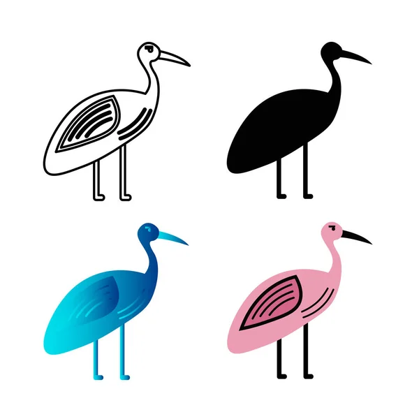 Grúa Plana Abstracta Pájaro Silueta Animal Ilustración — Vector de stock