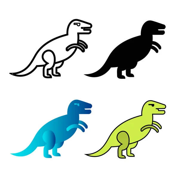 Abstrakcyjna Płaska Sylwetka Zwierzęcia Dinozaura Ilustracja — Wektor stockowy