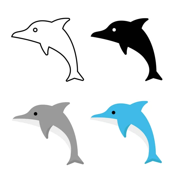 Abstract Flat Dolphin Animal Silhouette Illustration — Stock Vector
