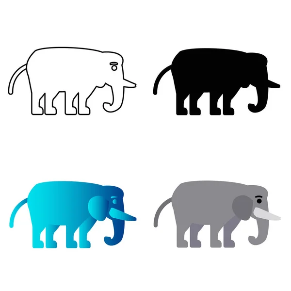 Abstract Flat Elephant Animal Silhouette Illustration — Stock Vector