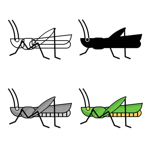 Illustration Abstraite Silhouette Insecte Sauterelle Plate — Image vectorielle