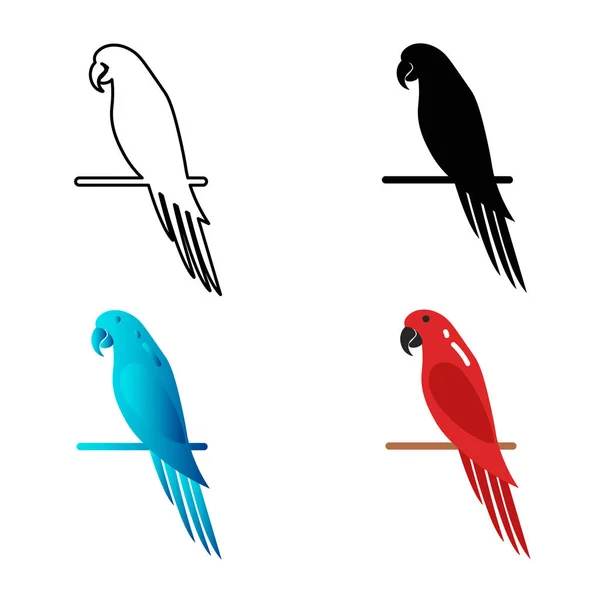 Abstraktní Plochý Papoušek Silueta Ptáka — Stockový vektor