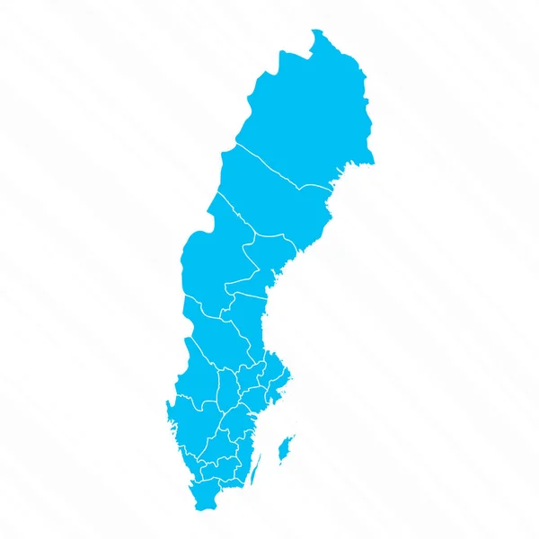 Mappa Flat Design Della Svezia Con Dettagli — Vettoriale Stock