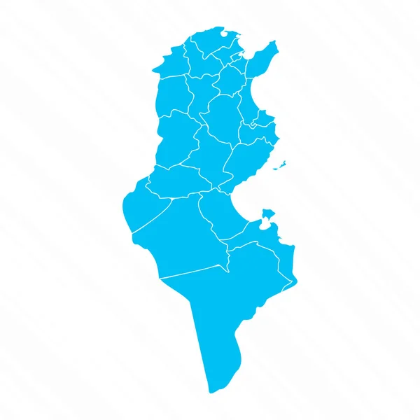 Płaska Mapa Tunezji Szczegółami — Wektor stockowy