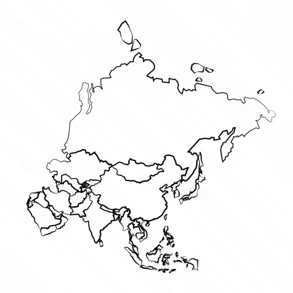 Kézzel Rajzolt Ázsia Térkép Illusztráció — Stock Vector