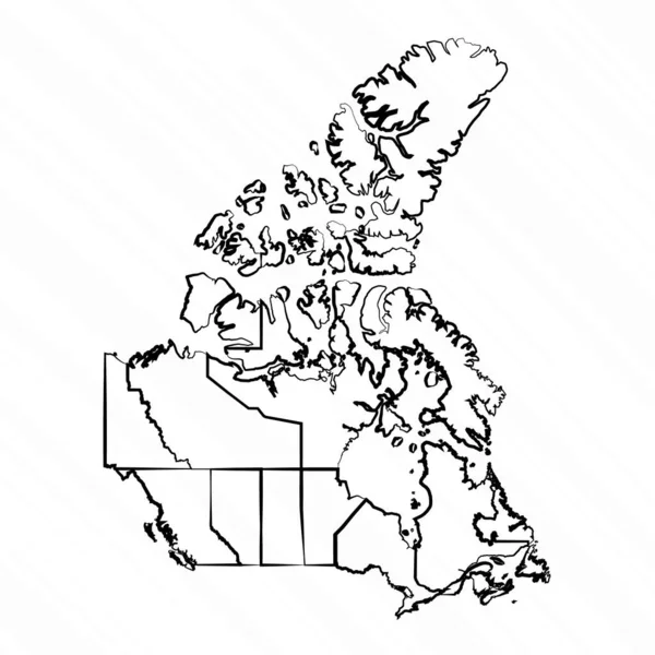 Mão Desenhada Canadá Mapa Ilustração — Vetor de Stock