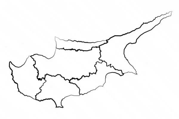 Dibujado Mano Chipre Mapa Ilustración — Vector de stock