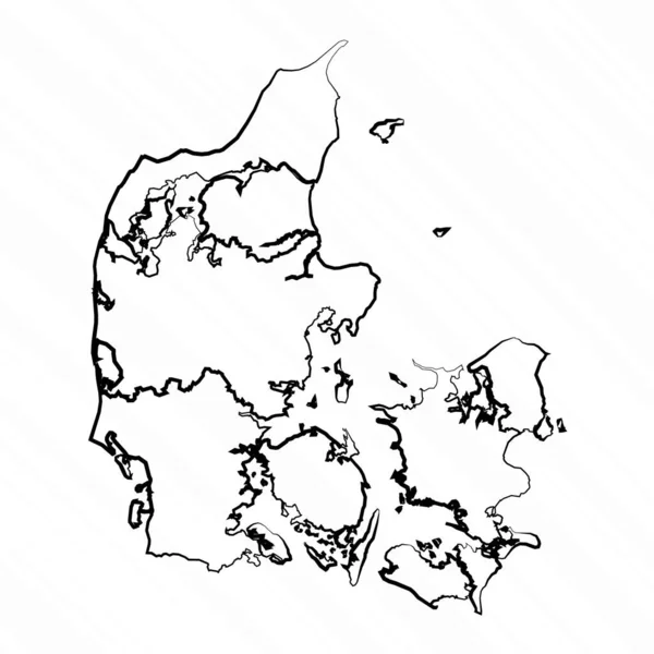 Dibujado Mano Dinamarca Mapa Ilustración — Archivo Imágenes Vectoriales