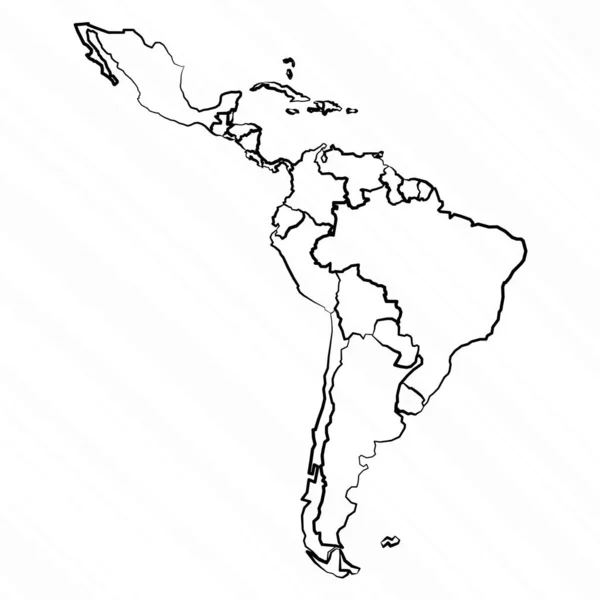 Ilustração Mapa Desenhado Mão América Latina — Vetor de Stock