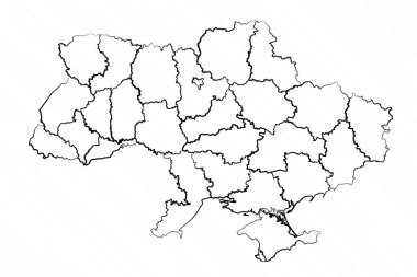 El Çizimi Ukrayna Haritası İllüstrasyonu