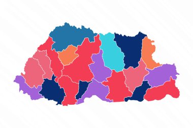 İl Bhutan 'ın Çoklu Renkli Haritası