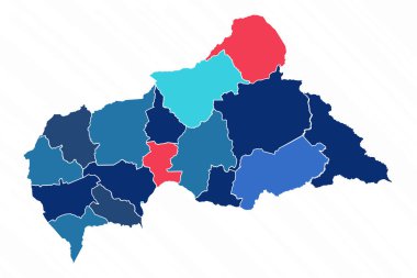 Orta Afrika Cumhuriyeti 'nin taşralı Çoklu Renkli Haritası