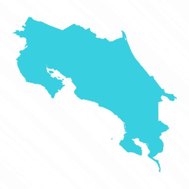 Kosta Rika Ülkesi Vektör Basit Haritası