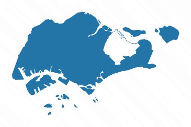 Singapur Ülkesi Vektör Basit Haritası