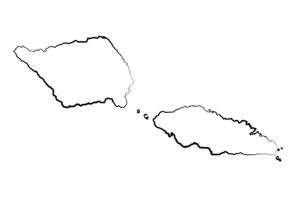 手描き サモア シンプル マップ図面 — ストックベクタ