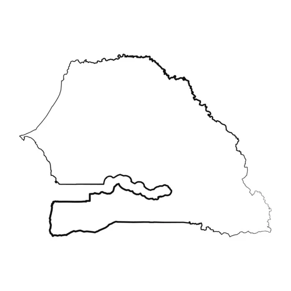 Kézzel Rajzolt Soros Szenegáli Egyszerű Térkép Rajz — Stock Vector