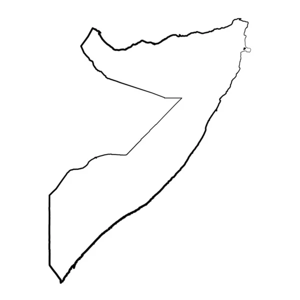 Ručně Kreslené Rýhované Somálsko Jednoduché Kreslení Mapy — Stockový vektor