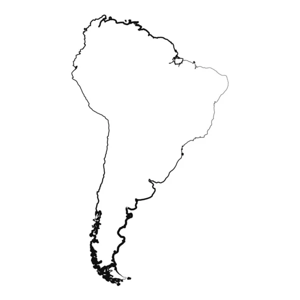 Desenho Mão Revestido América Sul Mapa Simples Desenho —  Vetores de Stock