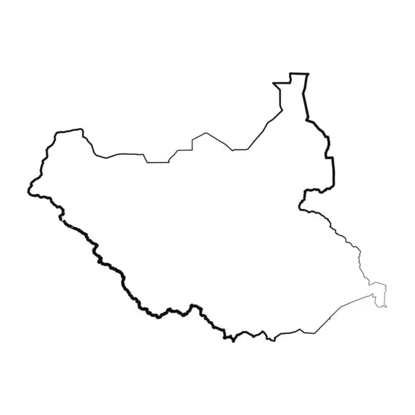手绘Lined South Sudan Simple Map Drawing — 图库矢量图片