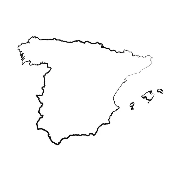 Ręcznie Rysowane Lined Hiszpania Proste Rysowanie Mapy — Wektor stockowy