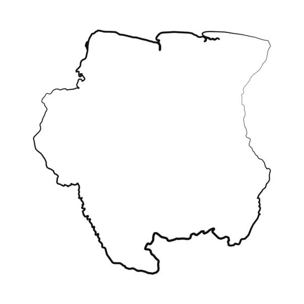 Dessiné Main Doublure Suriname Carte Simple Dessin — Image vectorielle