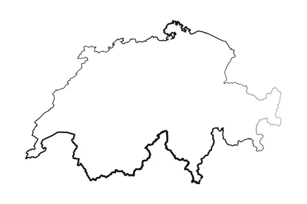 Ručně Kreslené Linkované Švýcarsko Jednoduchá Mapa Kresba — Stockový vektor
