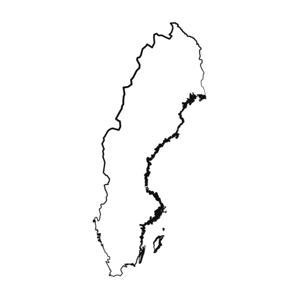 Disegnato Mano Foderato Svezia Disegno Semplice Mappa — Vettoriale Stock