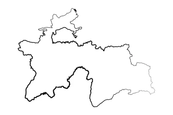 Ručně Kreslený Tádžikistán Jednoduchá Kresba Mapy — Stockový vektor