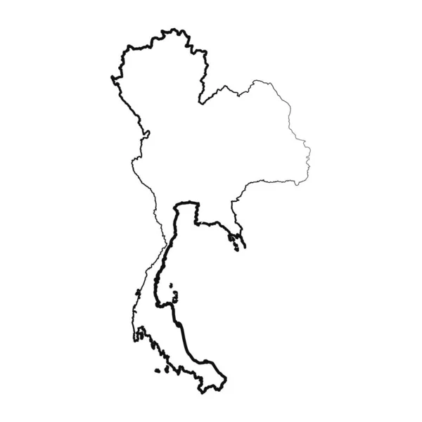 Dibujado Mano Forrado Tailandia Simple Mapa Dibujo — Vector de stock