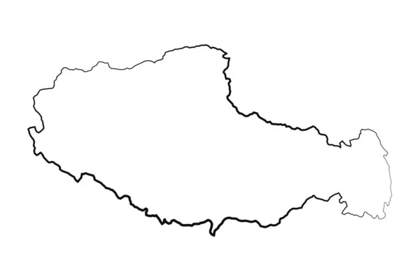 Ręcznie Rysowane Lined Tibet Proste Rysowanie Mapy — Wektor stockowy