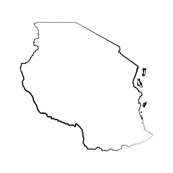 手绘Lined Tanzania简单地图绘图 — 图库矢量图片