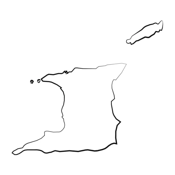Hand Drawn Lined Trinidad Tobago Simple Map Drawing — Stock Vector